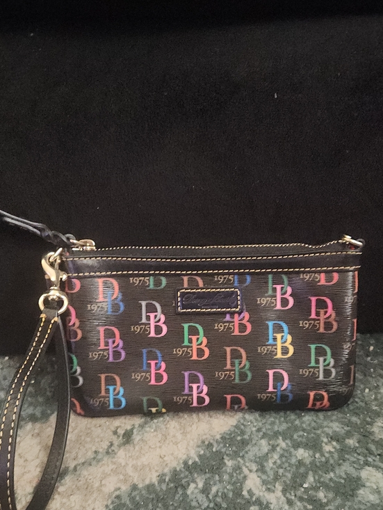 Dooney & Bourke Handbags - Dooney & Bourke Black Multicolor Logo Wristlet